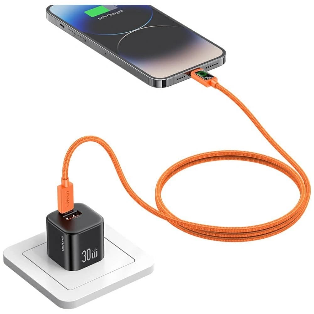 USAMS SJ774 PD 30W Cablu USB-C / Lightning 1.2m portocaliu
 - 9