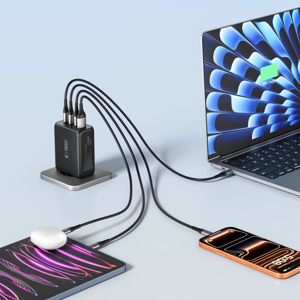 Tech-Protect NC200W-GAN 4-Port Netzwerk-Ladegerät PD 200W / QC3.0 schwarz
 - 7