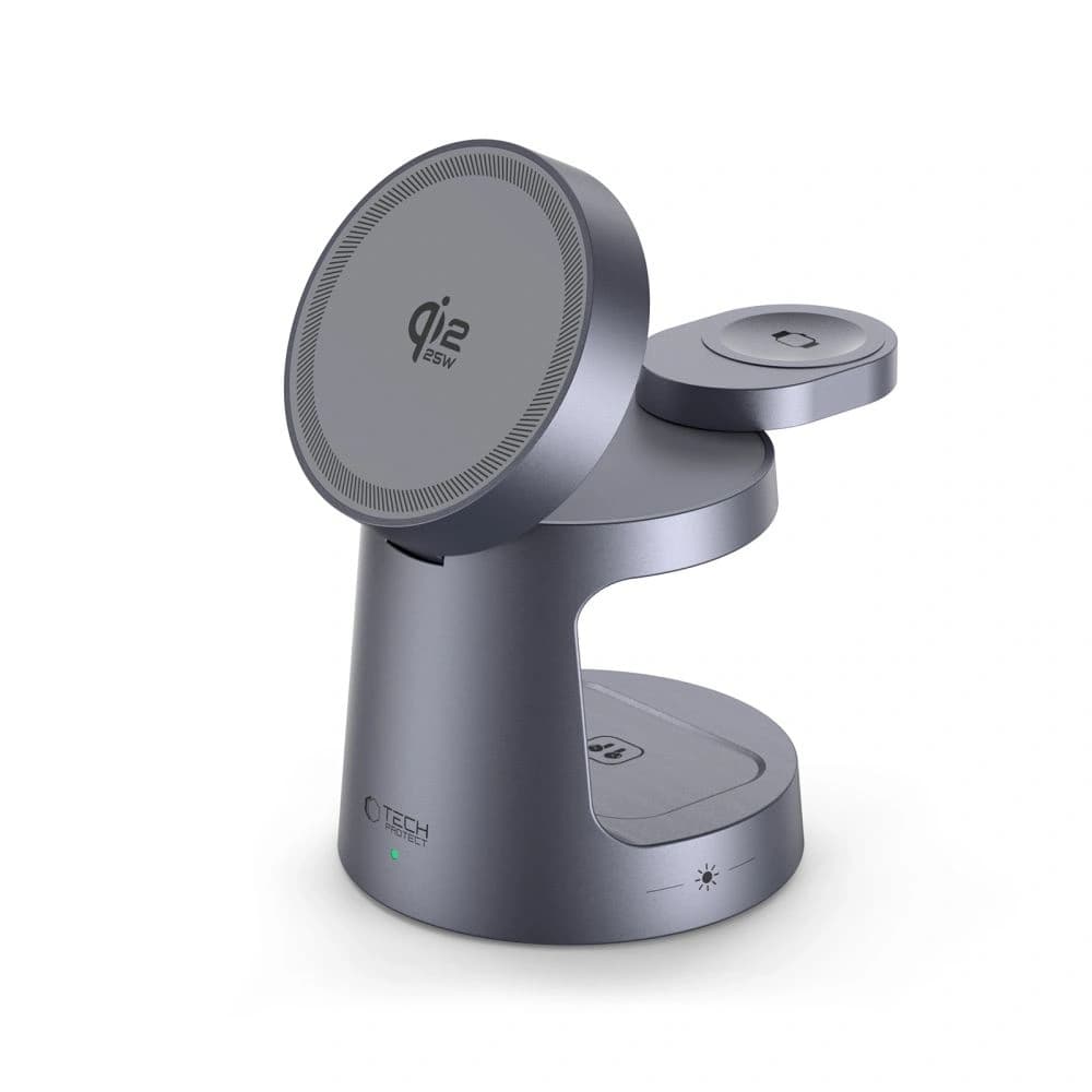 Tech-Protect QI2.2-25W-A48 3in1 Magnetischer MagSafe Wireless Charger Dunkelgrau
 - 3