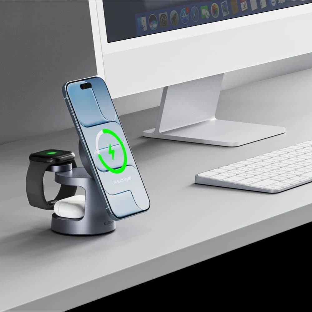 Tech-Protect QI2.2-25W-A48 3in1 Magnetischer MagSafe Wireless Charger Dunkelgrau
 - 9