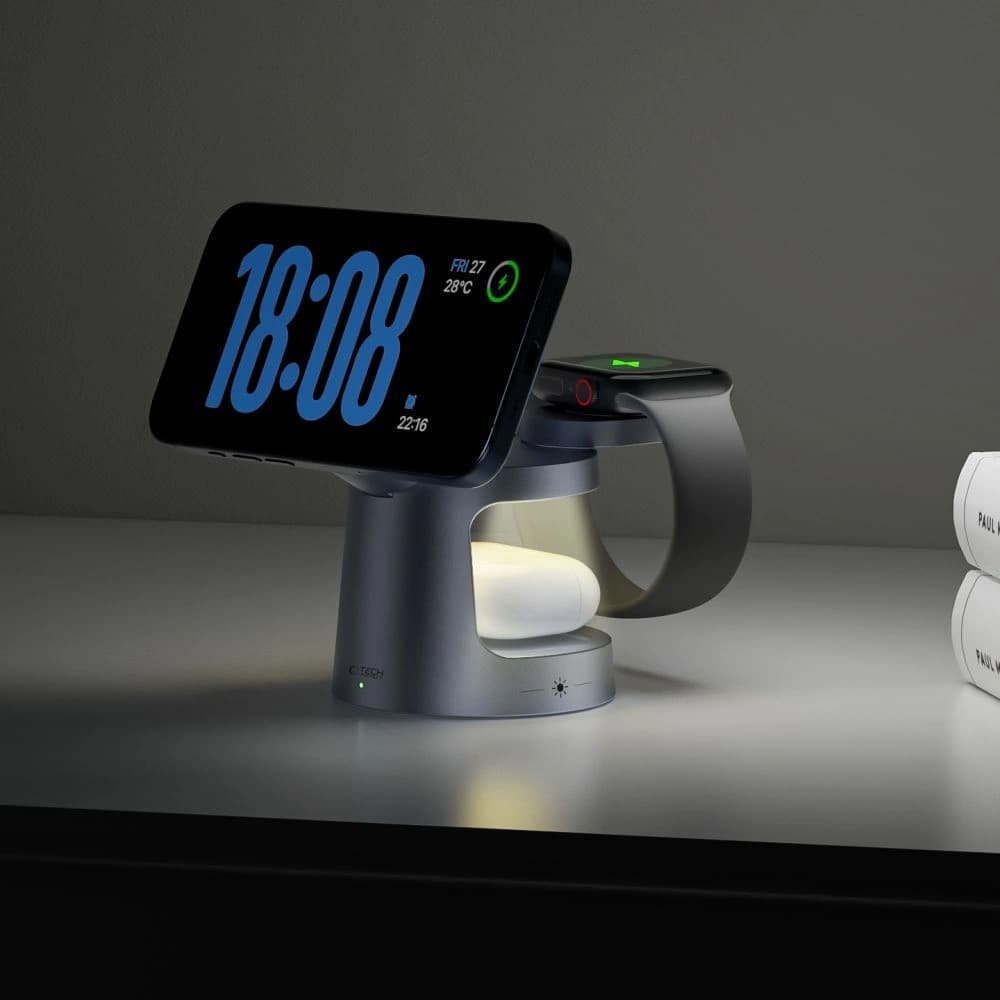 Tech-Protect QI2.2-25W-A48 3in1 Magnetischer MagSafe Wireless Charger Dunkelgrau
 - 10