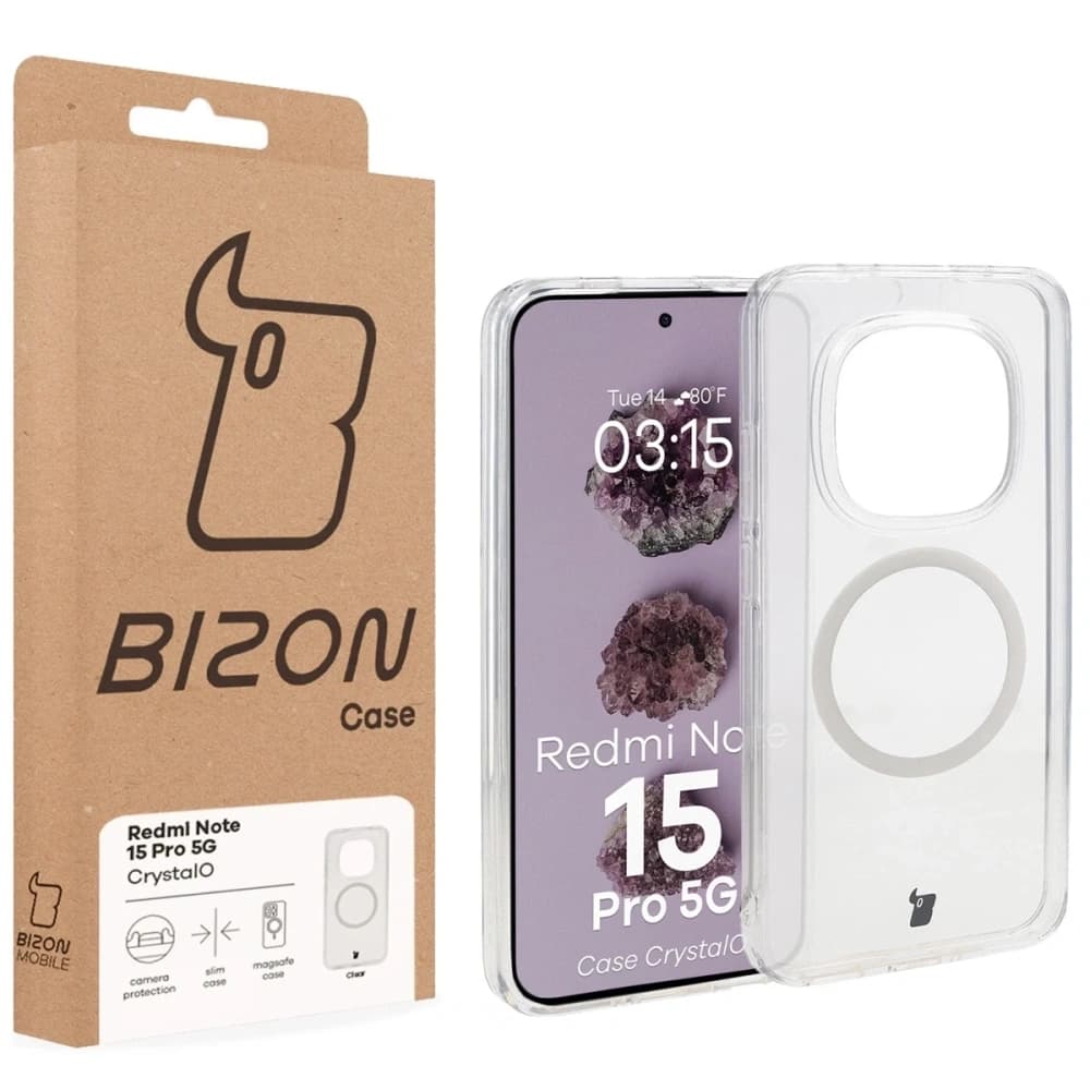 Bizon Case CrystalO Magnetic Xiaomi Redmi Note 15 Pro 5G clear - 7
