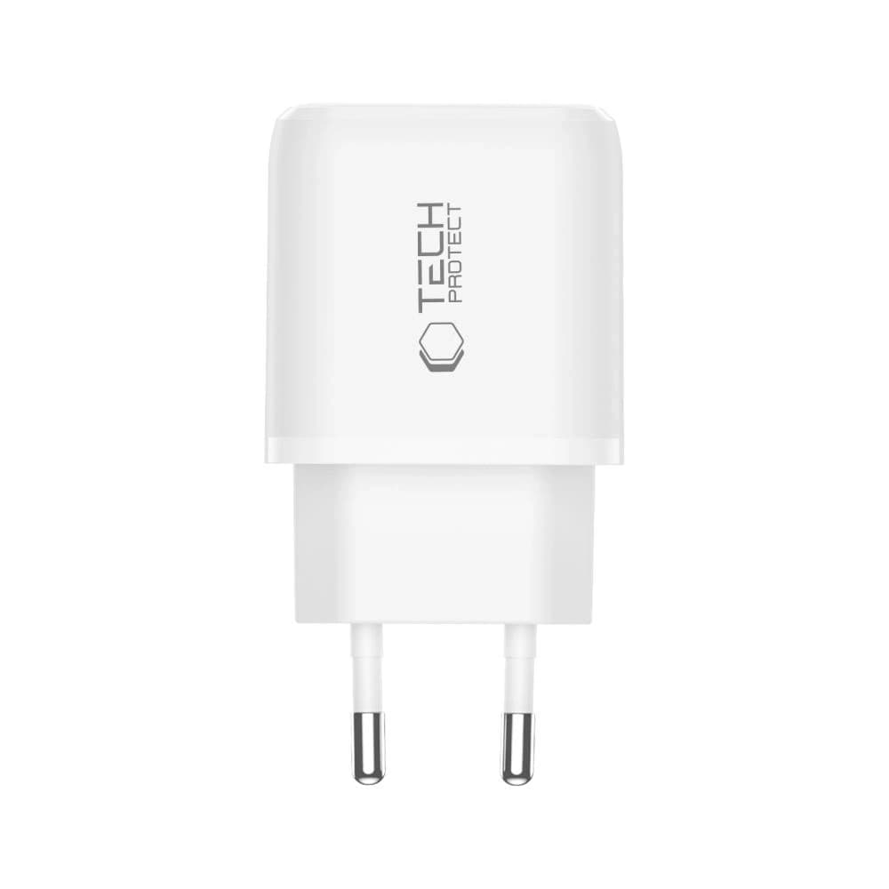Tech-Protect NCA45W-GAN USB-A, USB-C Netzladegerät PD 45W / QC3.0 + USB-C Kabel Weiß
 - 4
