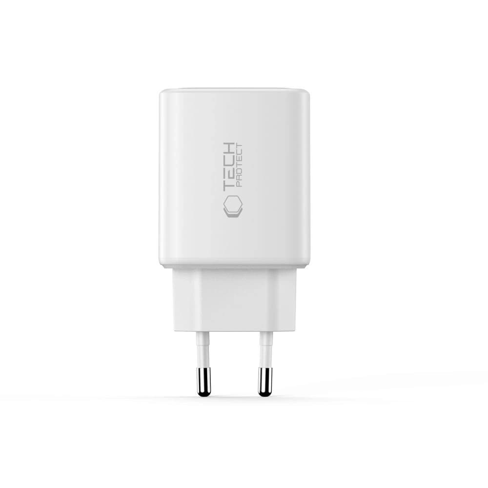Tech-Protect NCA65W-GAN USB-A, 2xUSB-C hálózati töltő PD 65W / QC3.0, Fehér
 - 4