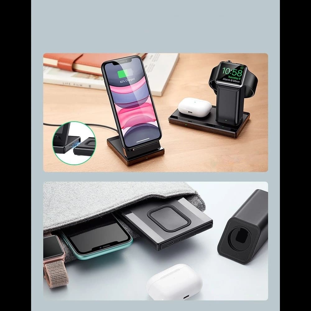 Nabíjecí stanice 3w1 ESR bezdrátová nabíjecí stanice černá - 5