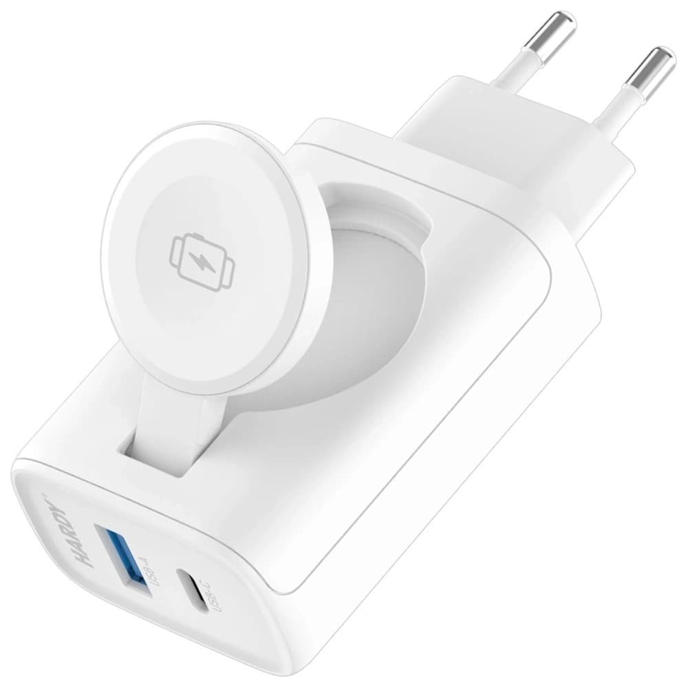 3MK HARDY PD 33W 2-in-1 USB-A / USB-C Fali Töltő + Indukciós Apple Watch számára Fehér
 - 6