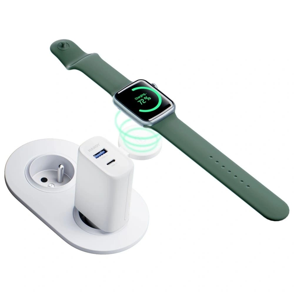3MK HARDY PD 33W 2-in-1 USB-A / USB-C Fali Töltő + Indukciós Apple Watch számára Fehér
 - 7