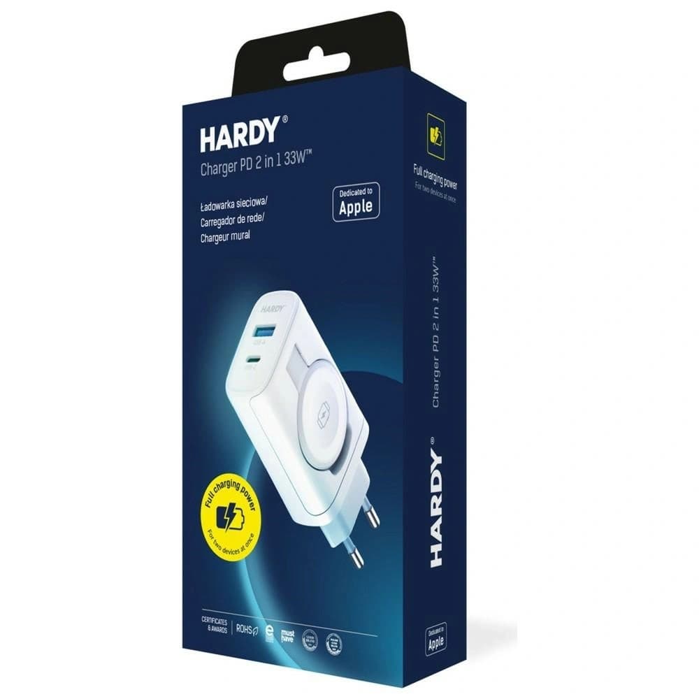3MK HARDY PD 33W 2-in-1 USB-A / USB-C Fali Töltő + Indukciós Apple Watch számára Fehér
 - 8