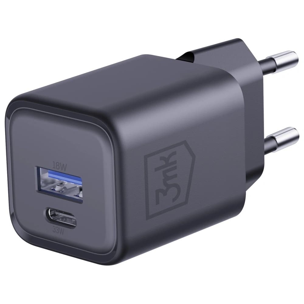3MK Hyper Töltő PD 33W GaN QC4+ PPS AFC FCP SCP USB-A + USB-C fekete fali töltő
 - 6