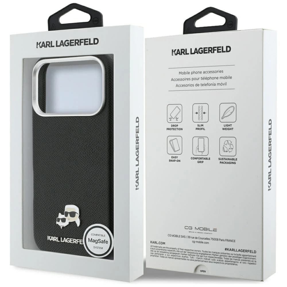 Karl Lagerfeld Karl & Choupette Head Pins Saffiano MagSafe Apple iPhone 17 Pro schwarz
 - 8
