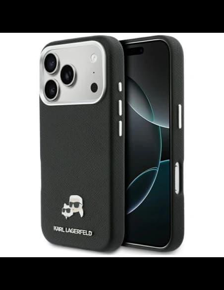 Karl Lagerfeld Karl & Choupette Head Pins Saffiano MagSafe Apple iPhone 17 Pro Max schwarz
