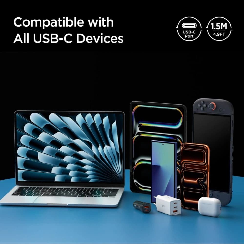 Spigen EB24015CC Essential USB-C Cable 240W 150cm Negru - 9