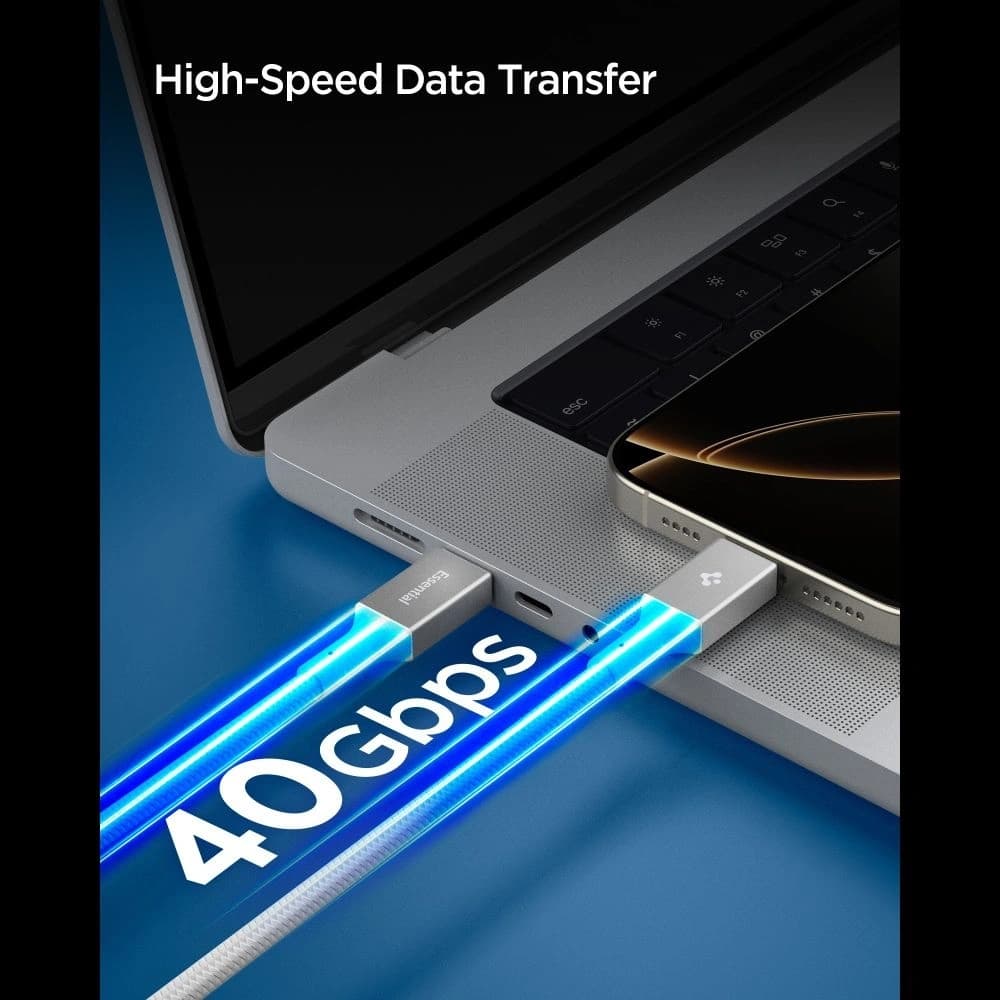 Spigen EB24015CC Essential USB-C Cable 240W 150cm Alb - 6