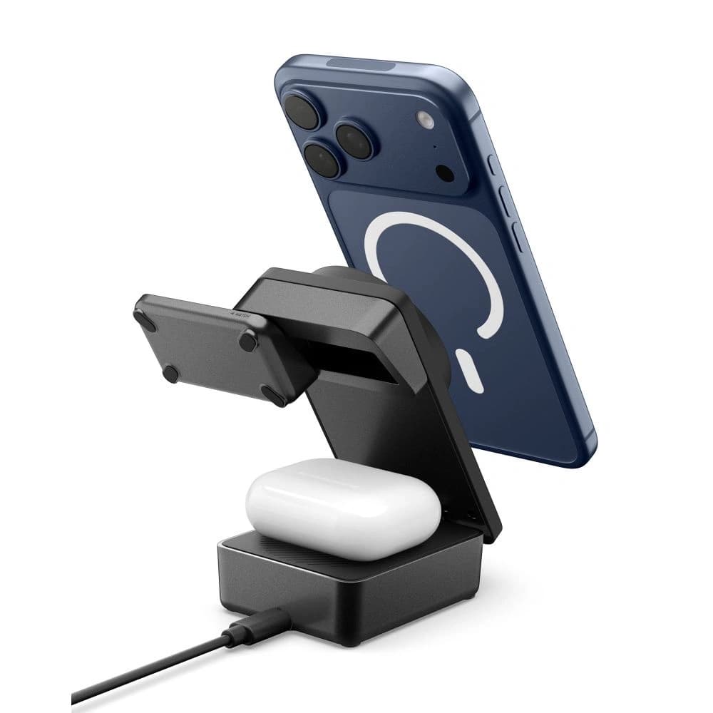 Spigen EF323MQ Essential 3in1 Magnetic MagSafe Wireless Charger 25W Qi2.2 Negru - 3