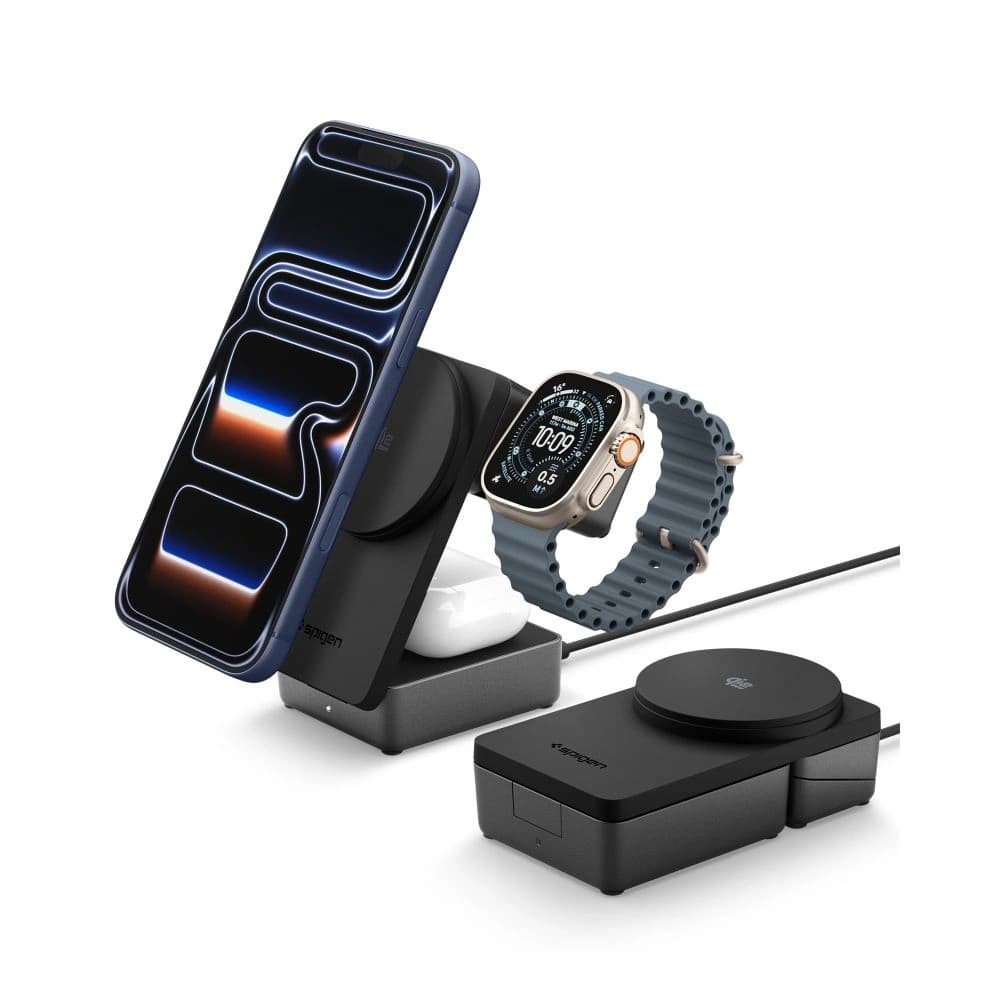 Spigen EF323MQ Essential 3in1 Magnetic MagSafe Wireless Charger 25W Qi2.2 Negru - 6