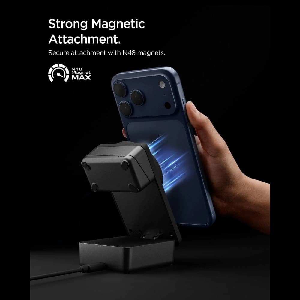 Spigen EF323MQ Essential 3in1 Magnetic MagSafe Wireless Charger 25W Qi2.2 Negru - 10