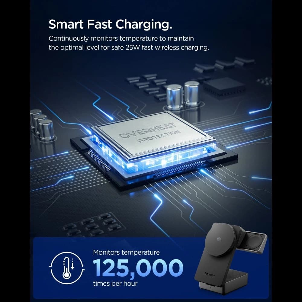 Spigen EF323MQ Essential 3in1 Magnetic MagSafe Wireless Charger 25W Qi2.2 Negru - 11