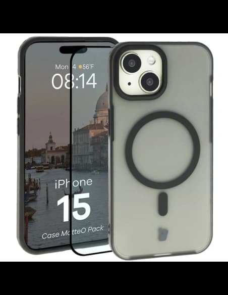 Bizon MatteO Magnetic Pack Apple iPhone 15 negru fumuriu