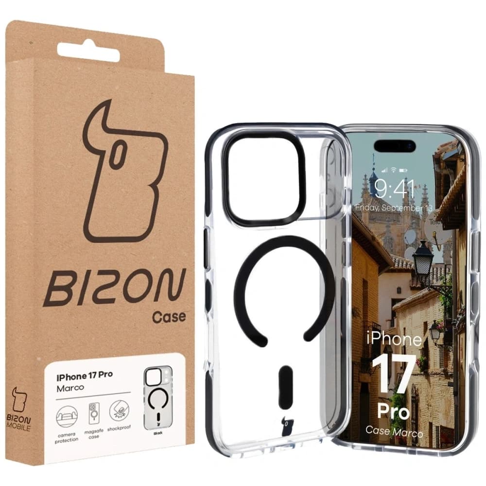 Bizon Case Marco Magnetický Apple iPhone 17 Pro čirý s černým rámem
 - 10