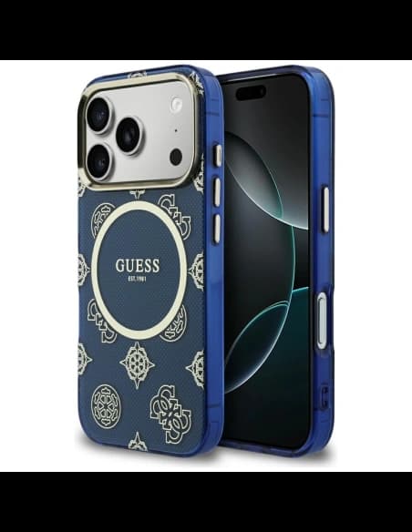 Guess IML Peony Dot MagSafe Apple iPhone 17 Pro blau
