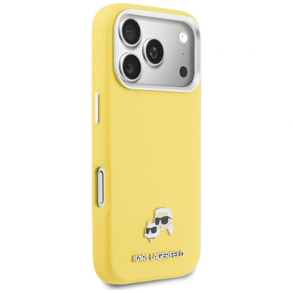 Karl Lagerfeld Karl & Choupette Head Pins Saffiano MagSafe Apple iPhone 17 Pro Max yellow - 4