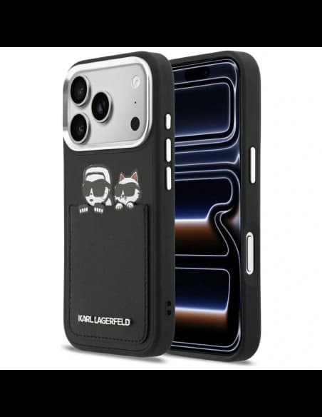 Karl Lagerfeld Karl & Choupette Print & Pocket Apple iPhone 17 Pro schwarz
