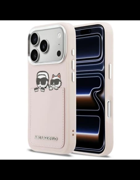Karl Lagerfeld Karl & Choupette Print & Pocket Apple iPhone 17 Pro pink
