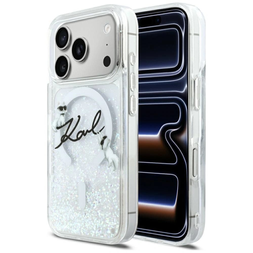 Karl Lagerfeld Liquid Glitter Karl Script Logo MagSafe Apple iPhone 17 Pro transparent - 1