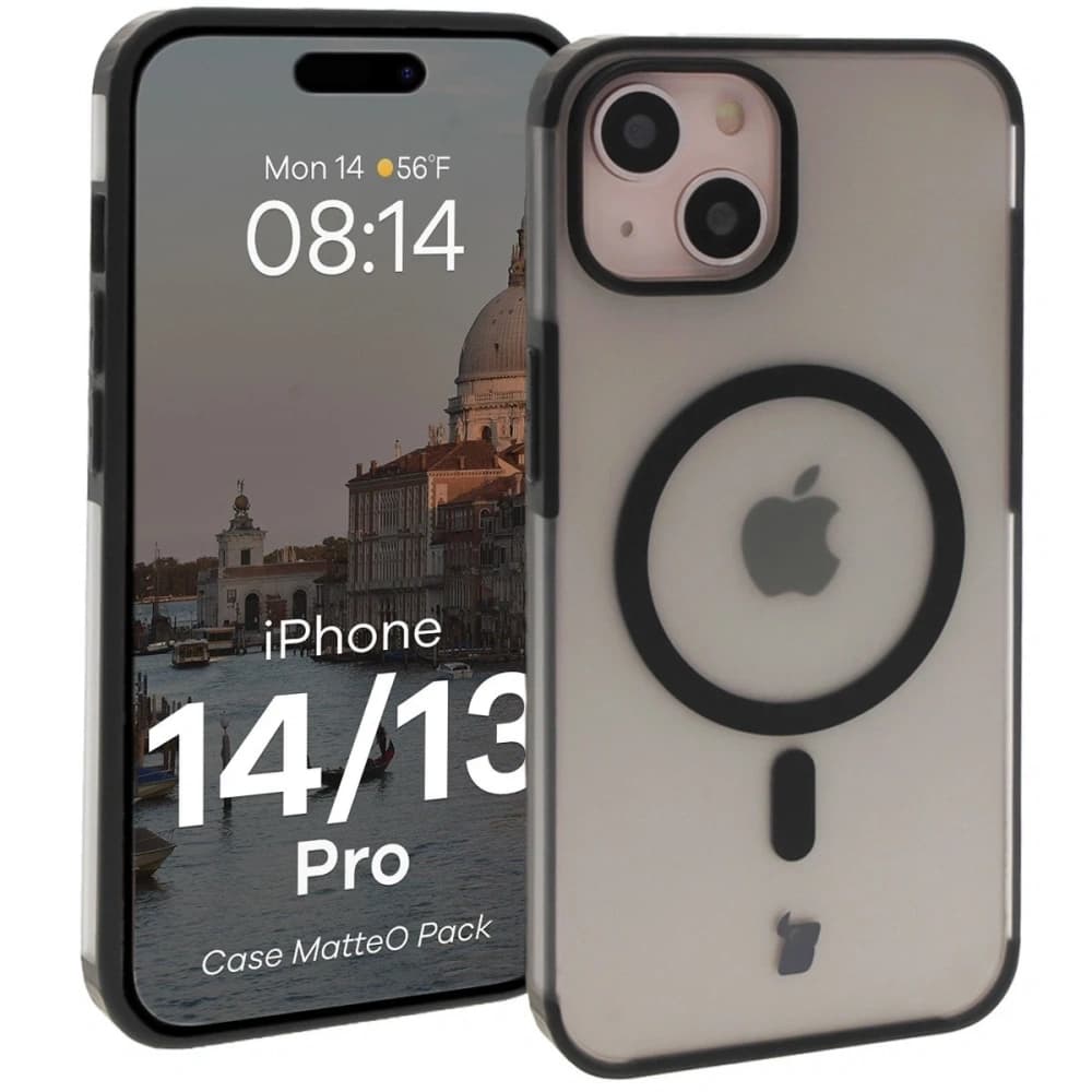 Bizon MatteO Magnetic Pack Apple iPhone 14 / 13 negru fumuriu - 3