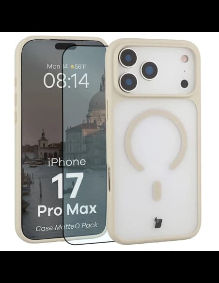 Bizon MatteO Mágneses Csomag Apple iPhone 17 Pro Max füstös bézs
