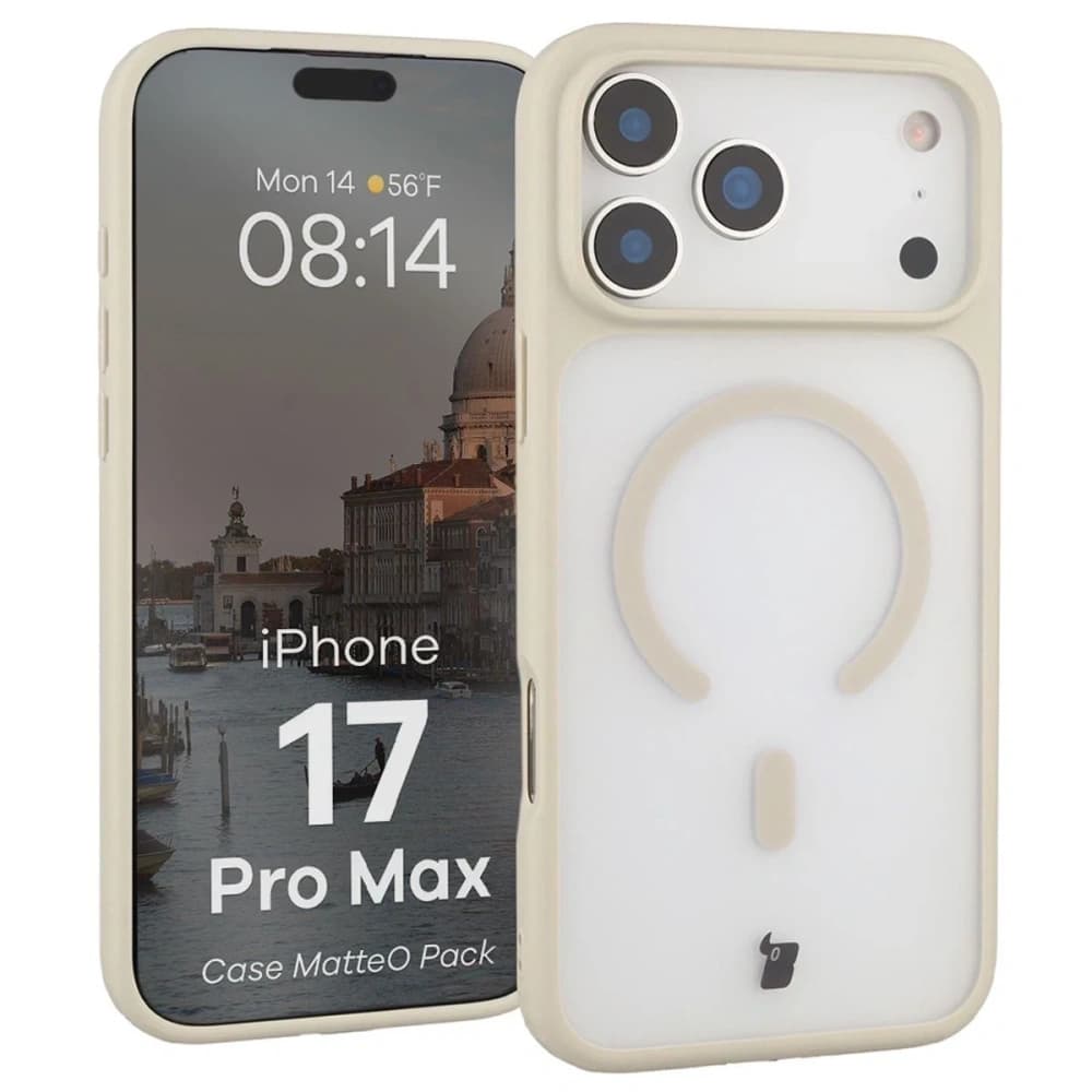Bizon MatteO Mágneses Csomag Apple iPhone 17 Pro Max füstös bézs
 - 3