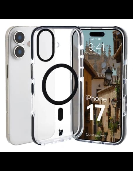 Bizon Case Marco Mágneses Apple iPhone 17 átlátszó fekete kerettel
