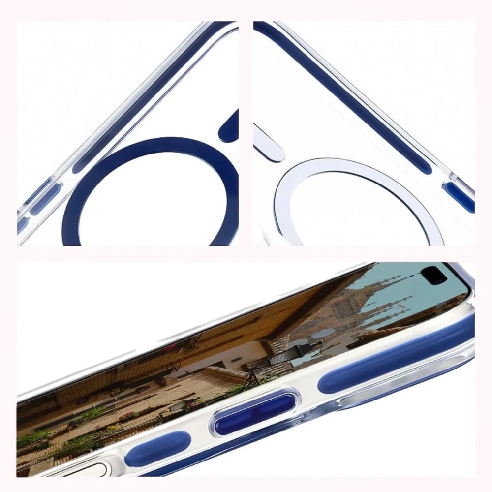 Bizon Case Marco Magnetic Apple iPhone 17 clear with a blue frame - 7