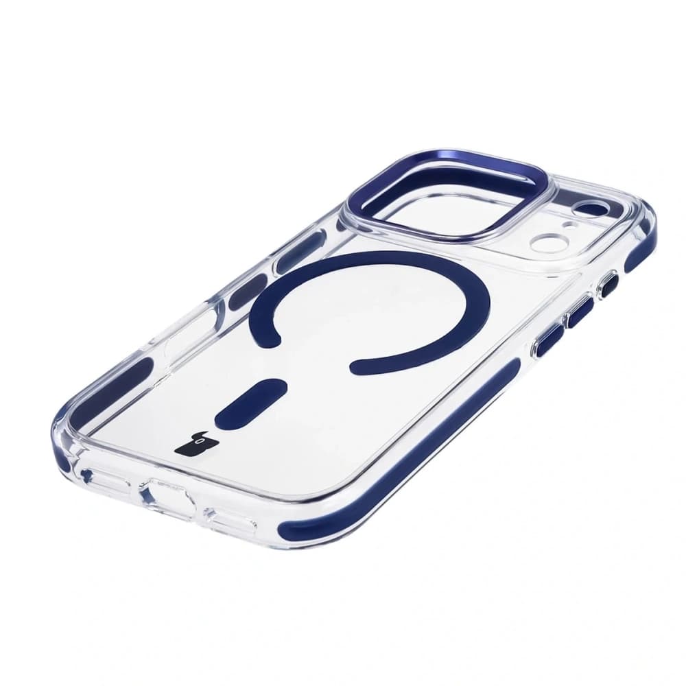 Bizon Case Marco Magnetic Apple iPhone 17 Pro clear with a blue frame - 3