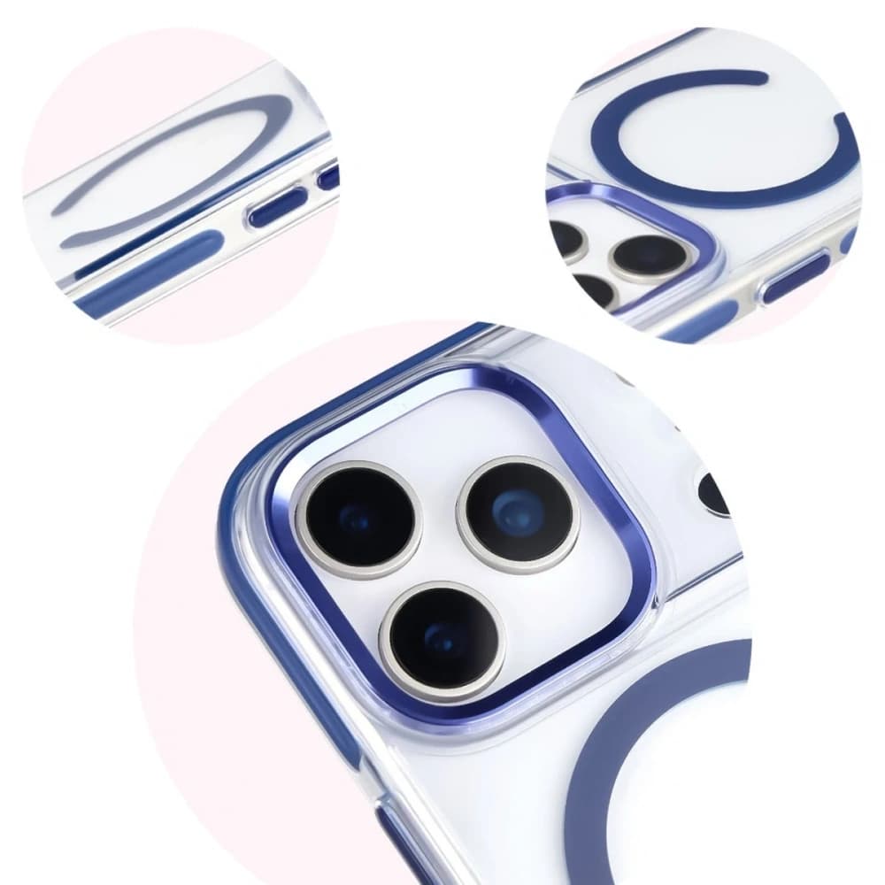 Bizon Case Marco Magnetic Apple iPhone 17 Pro clear with a blue frame - 8
