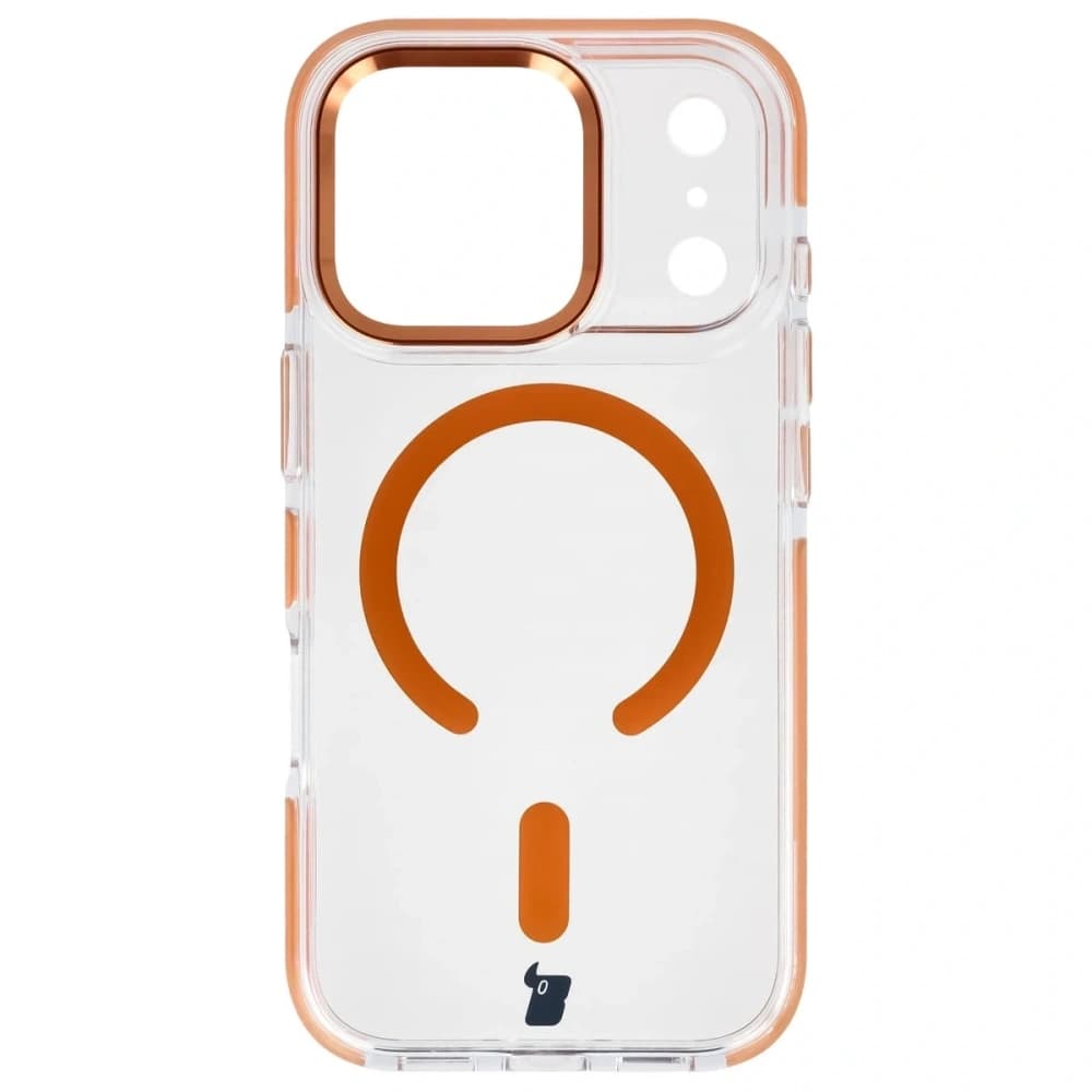 Bizon Case Marco Magnetic Apple iPhone 17 Pro klar mit einem orangefarbenen Rahmen
 - 2