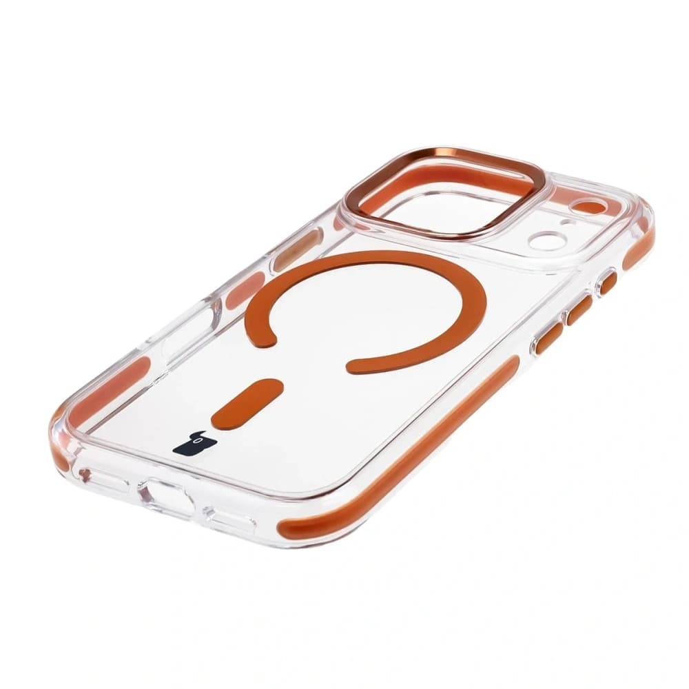 Bizon Case Marco Magnetic Apple iPhone 17 Pro klar mit einem orangefarbenen Rahmen
 - 3
