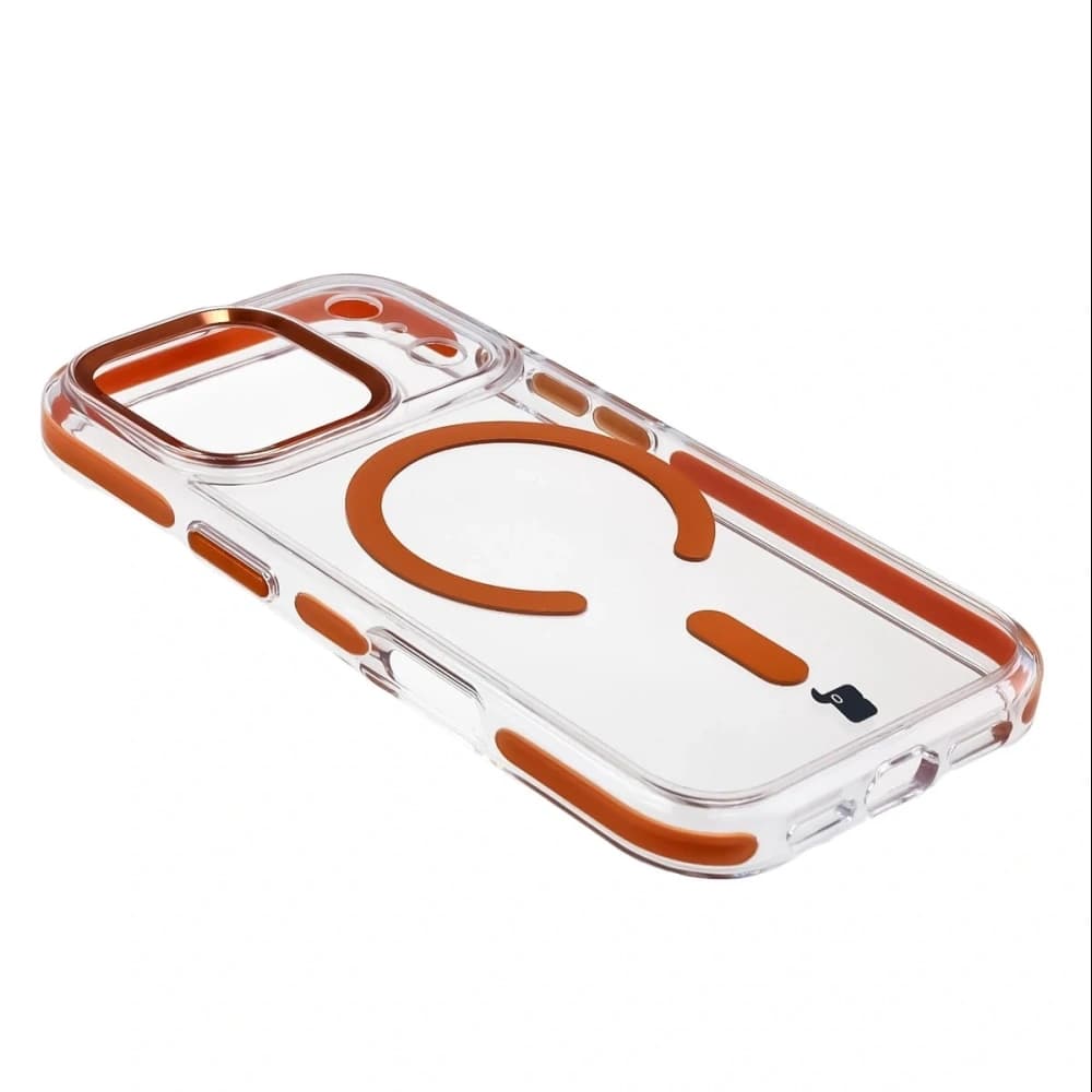 Bizon Case Marco Magnetic Apple iPhone 17 Pro klar mit einem orangefarbenen Rahmen
 - 4