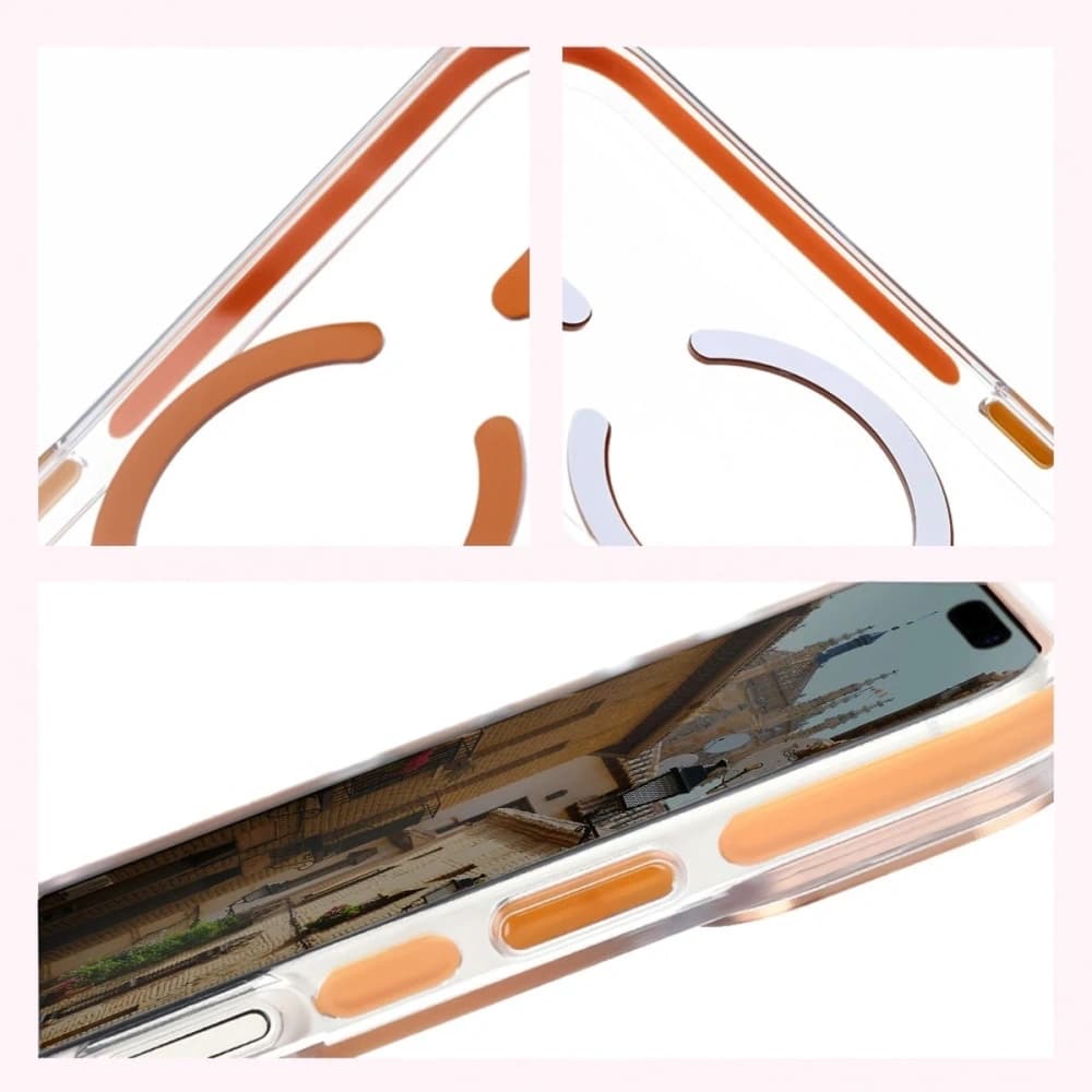 Bizon Case Marco Magnetic Apple iPhone 17 Pro klar mit einem orangefarbenen Rahmen
 - 7