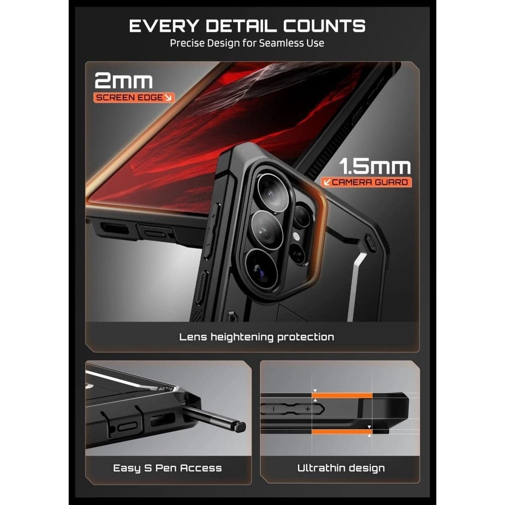 Supcase Unicorn Beetle Pro & Sticlă Temperată Samsung Galaxy S26 Ultra Negru
 - 4