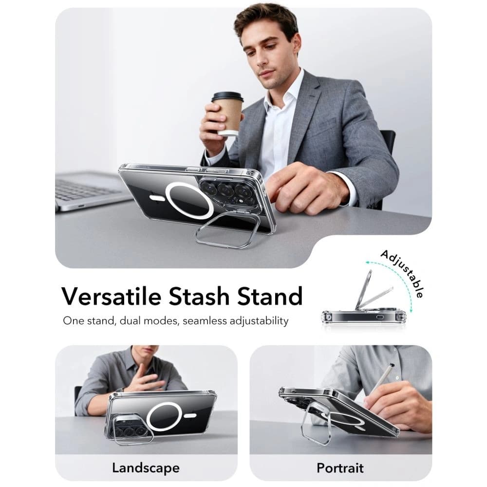 ESR Classic Hybrid Kickstand MagSafe Samsung Galaxy S26 Ultra Clear - 3