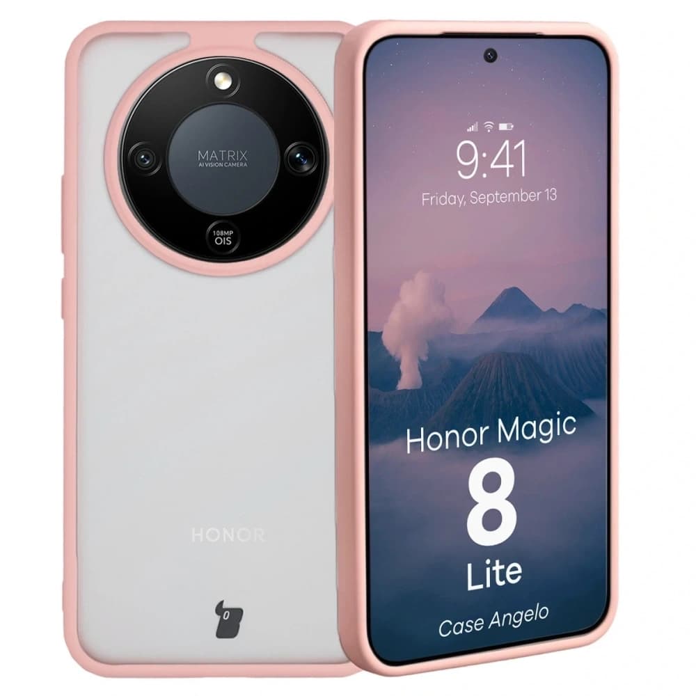 Bizon Case Angelo Honor Magic8 Lite poloprůhledný se světle růžovým rámem
 - 1