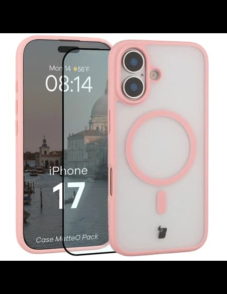 Bizon MatteO Magnetic Pack Apple iPhone 17 füstös világos rózsaszín
