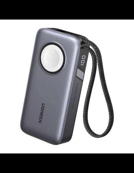 UGREEN PB527 Powerbank 10000mAh 30W cu cablu USB-C încorporat și încărcător magnetic pentru Apple Watch (gri)