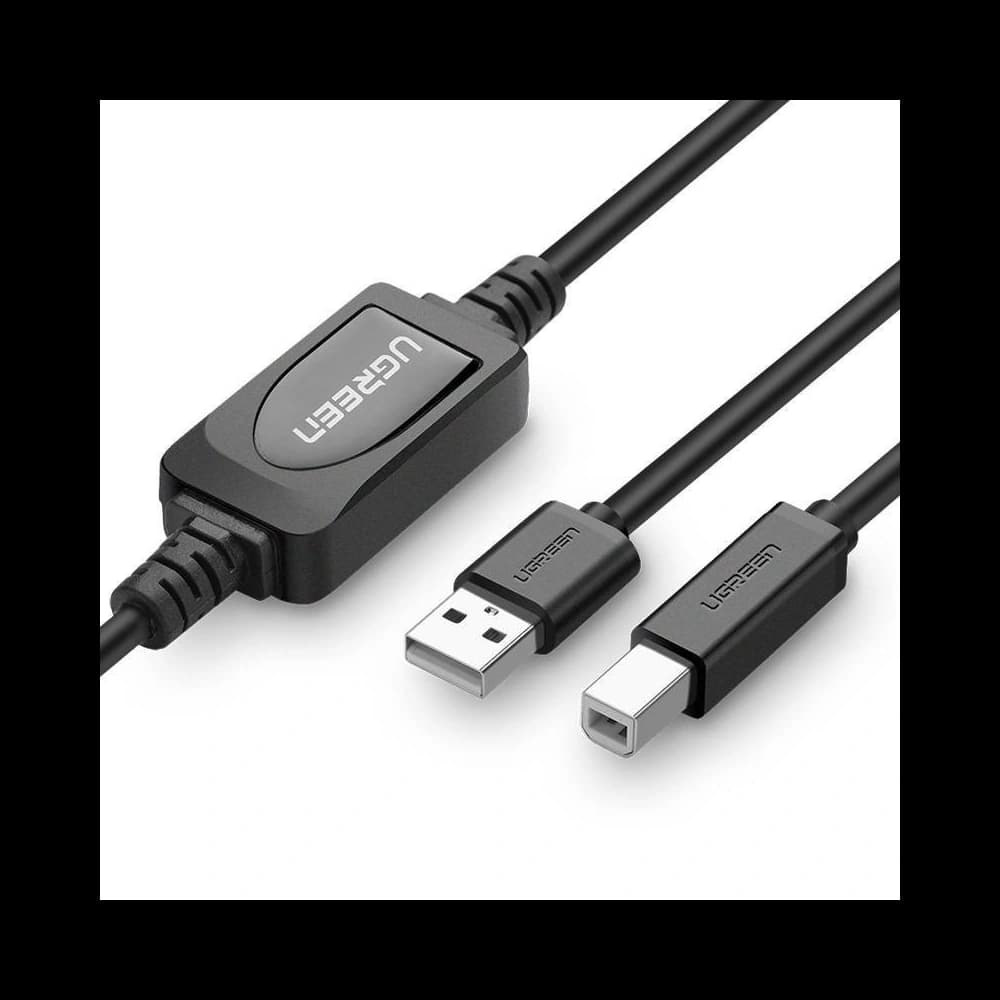 Cablu USB 2.0 A-B activ UGREEN US122 pentru imprimantă, 15m (negru) - 1