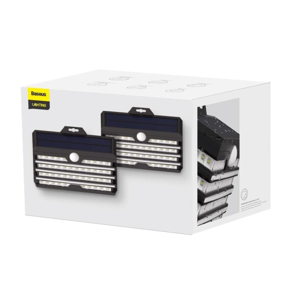 External solar LED Baseus lamp with motion detector - 2pcs (black) - 7
