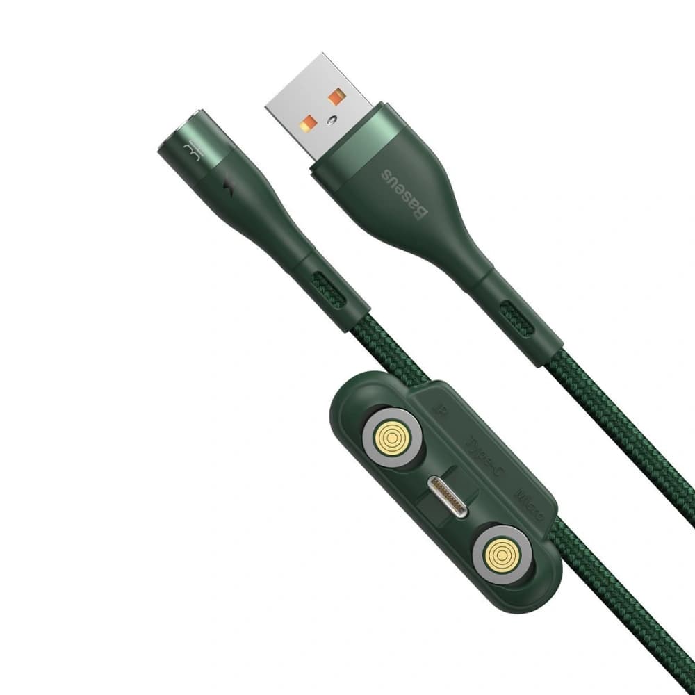 Baseus USB-Kabel Fast 4in1 USB zu USB-C / Lightning / Micro 3A 1m (grün) - 4