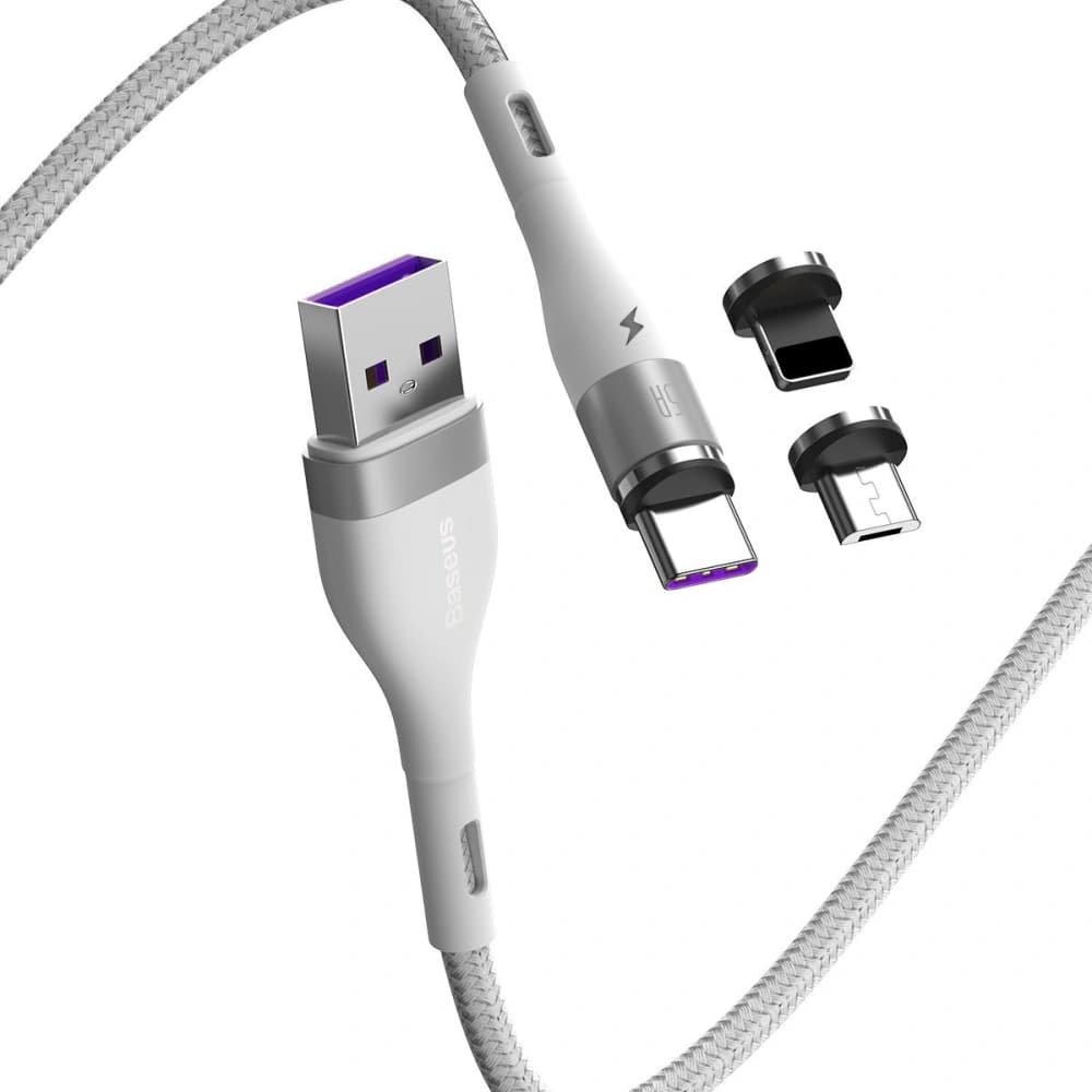 Baseus USB-Kabel Fast 4in1 USB zu USB-C / Lightning / Micro 5A 1m (weiß) - 1