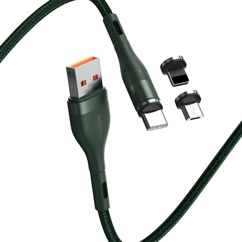Baseus USB-Kabel Fast 4in1 USB zu USB-C / Lightning / Micro 5A 1m (grün) - 1