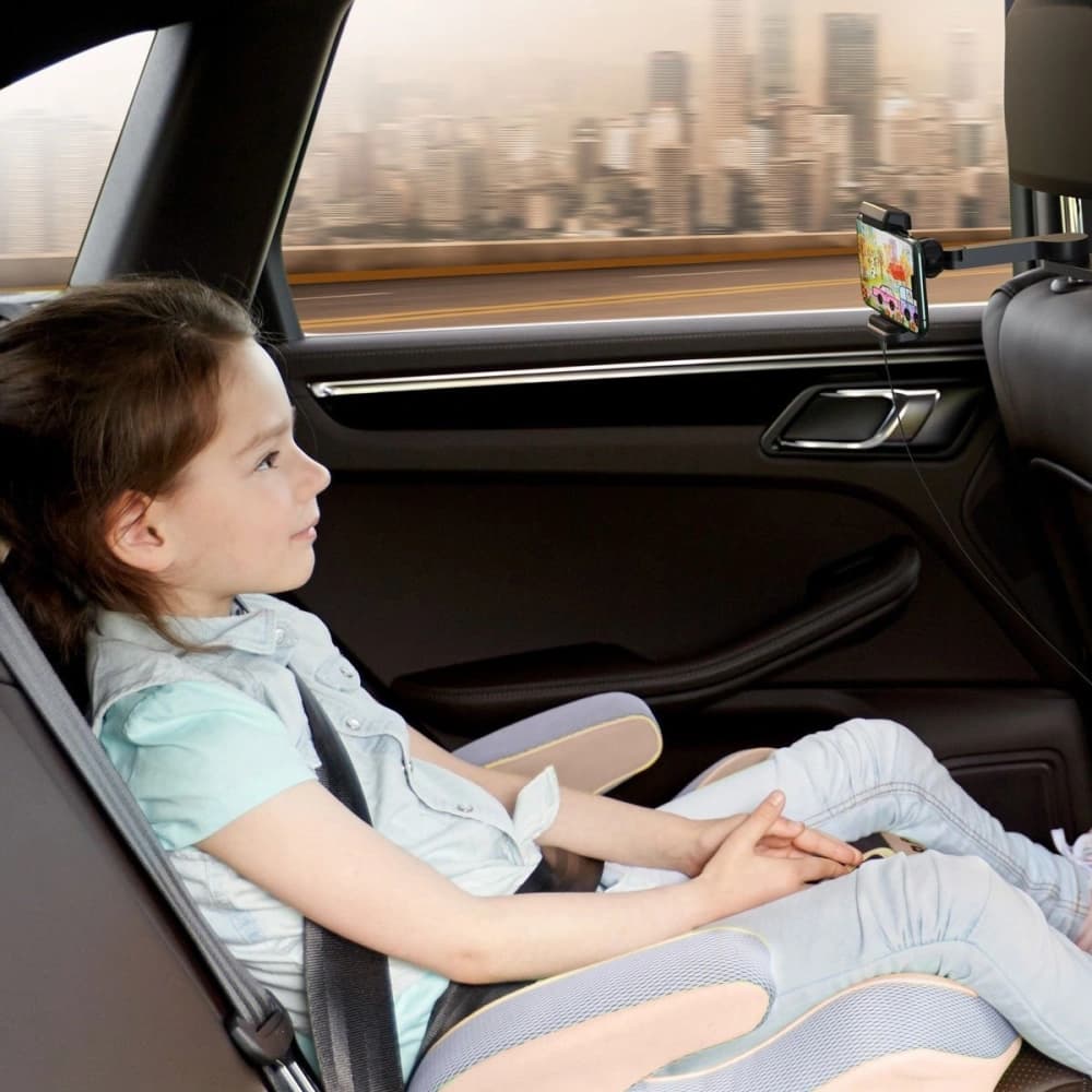 Uchytník na hlavovou opěrku do auta na telefon Baseus Energy s nabíječkou (Černý) - 12